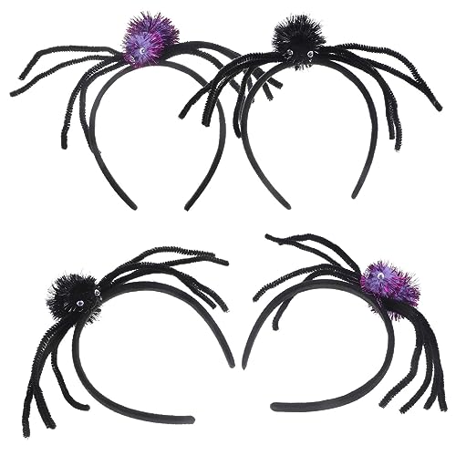 BESTonZON 4 Stück Spinnen-Stirnband Cosplay-Teufel-Stirnband Make-up-Stirnband Halloween Stirnband halloween haarschmuck halloween kopfschmuck Party-Stirnbänder Halloween-Haarreifen Haarball von BESTonZON