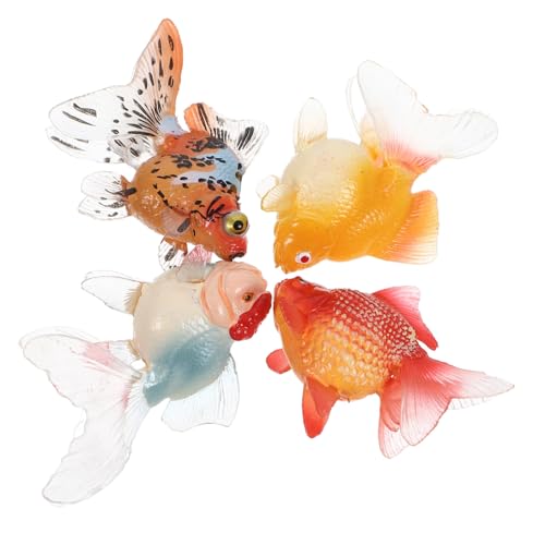 BESTonZON 4 Stück Teiliges Bunte Goldfisch Figuren Aquarium Deko Realistische Fischmodelle Lebensechte Simulation Leichte Tischdekoration für Fischliebhaber von BESTonZON