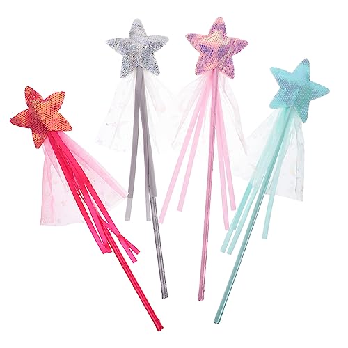 BESTonZON 4 Stück Teiliges Feenstäbe für Mädchen Glitzernde Zauberstäbe mit Sternen Design in Rosa Silber und Grün für Geburtstagsfeiern Halloween Cosplay und Bühnenauftritte BESTonZON 4 Stück Teiliges Feenstäbe für Mädchen Glitzernde Zauberstäbe mit Sternen Design in Rosa Silber und Grün für Geburtstagsfeiern Halloween Cosplay und Bühnenauftritte von BESTonZON