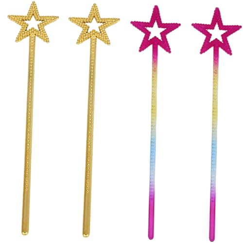 BESTonZON 4 Stück Teiliges Glitzerstab Sternform Glitzernde Feenstäbe für Mädchen Party Cosplay Geburtstag Halloween Bühnenauftritte von BESTonZON