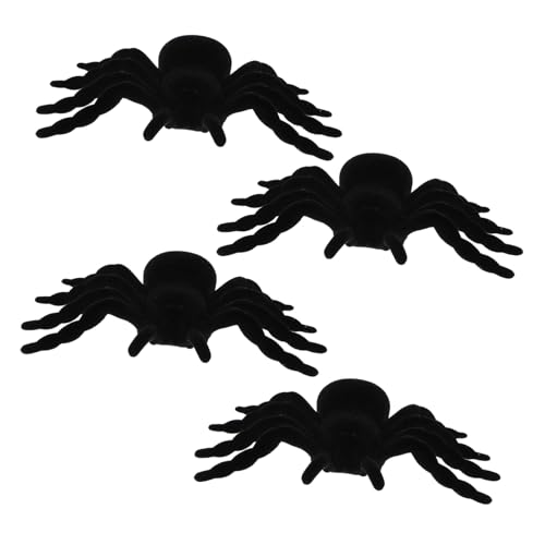 BESTonZON 4 Stück Teiliges Halloween Spinnenspielset Große Schwarze Gruselige Halloween Deko für Party Garten Innenbereich Gruselige Dekoration von BESTonZON