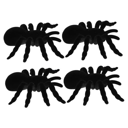 BESTonZON 4 Stück Teiliges Halloween Spinnenspielzeug Große Gruselige Schwarze Plastikspinnen Wiederverwendbar für Gruselige Partydekoration und Schaurige Halloween Atmosphäre von BESTonZON