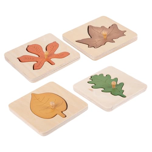 BESTonZON 4 Stück Teiliges Holzpuzzle Blätterform Lernspielzeug für Kleinkinder Montessori Kognitives Steckpuzzle zur Frühkindlichen Feinmotorischer Fähigkeiten BESTonZON 4 Stück Teiliges Holzpuzzle Blätterform Lernspielzeug für Kleinkinder Montessori Kognitives Steckpuzzle zur Frühkindlichen Feinmotorischer Fähigkeiten von BESTonZON