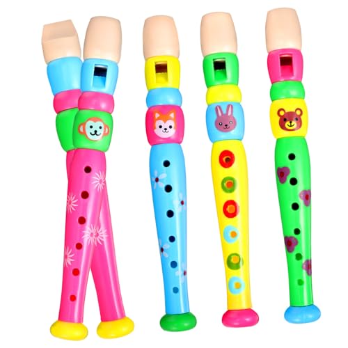 BESTonZON 4 Stück Teiliges Kunststoffflöten mit Löchern Pädagogisches Blasinstrument für Spielerisch Musikalische Früherziehung Leicht zu Greifen Geeignet für Musik und Zufällige Farbe von BESTonZON