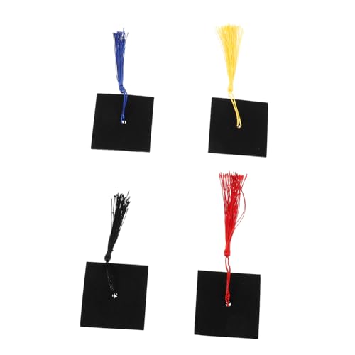 BESTonZON 4 Stück Teiliges Mini Abschlusshut mit Quaste Niedliche Puppenhut Dekoration für Abschlussfeier Zubehör für DIY Haarspangen und Puppenhaus Kostüme Vielseitig Kombinierbar Farblich von BESTonZON