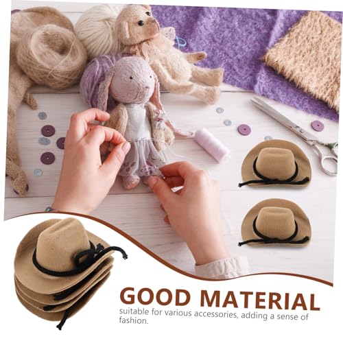 BESTonZON 4 Stück Teiliges Mini Cowboy Hut mit Flauschiger Oberfläche Miniatur Western Hüte für Puppen Vielseitige Dekoration für Bastelarbeiten und Western Partys von BESTonZON