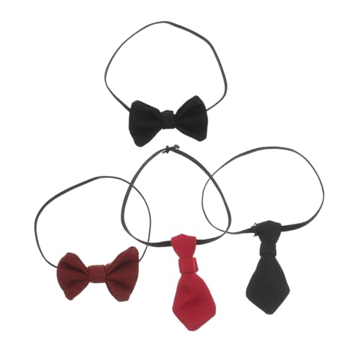 BESTonZON 4 Stück Teiliges Miniatur Krawatten aus Baumwolle Verstellbare Puppenfliegen und Halstücher in Schwarz und Rot Stilvolle Accessoires für Babypuppen und Kleine Hunde für Formelle von BESTonZON