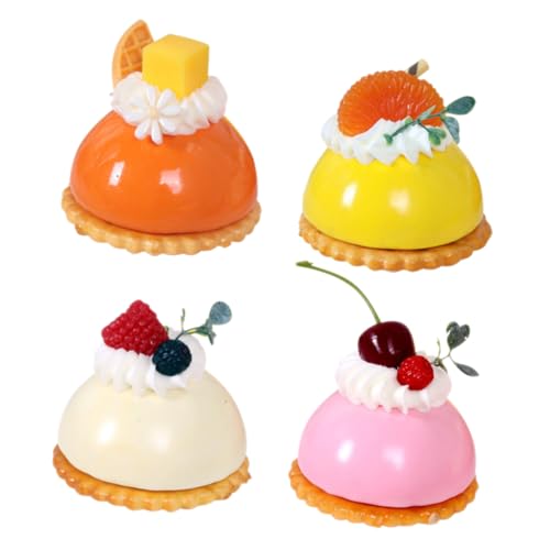 BESTonZON 4 Stück Teiliges Miniatur Kuchenmodell Realistische Französische Dessert Dekorationen in Pastellfarben Orange Apricot Gelb als Kühlschrankmagneten und Wohnaccessoires für BESTonZON 4 Stück Teiliges Miniatur Kuchenmodell Realistische Französische Dessert Dekorationen in Pastellfarben Orange Apricot Gelb als Kühlschrankmagneten und Wohnaccessoires für von BESTonZON