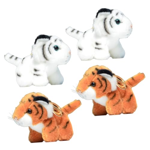 BESTonZON 4 Stück Teiliges Plüschtier Tiger Niedliche Hängende Tiger Anhänger Weichem Plüsch Dekorative Kuscheltier Deko für Kinderzimmer und DIY Schlüsselanhänger Leicht und Formstabil von BESTonZON