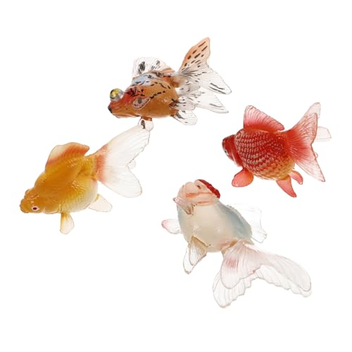 BESTonZON 4 Stück Teiliges Realistische Goldfisch Figuren aus Kunststoff mit Beweglichen Teilen Sicher Schwimmend für Aquarium Mini teich und Interaktives Lernen von BESTonZON