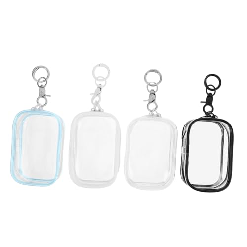 BESTonZON 4 Stück Teiliges Transparentes PVC-Display Abnehmbarem Schlüsselanhänger Tragbare Zipptasche für Actionfiguren Sammlerstücke Kosmetische Aufbewahrung Kompakt und Vielseitig für von BESTonZON