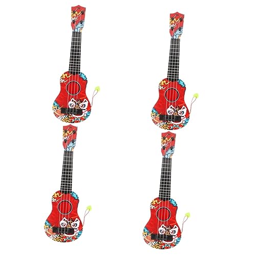 BESTonZON 4 Stück Ukulele für Kinder kinderinstrumente Kinder musikinstrumente Gitarren Spielzeug Gitarre für Kinder Kleinkind Gitarre Platz Modell Saiteninstrument Plastik rot von BESTonZON