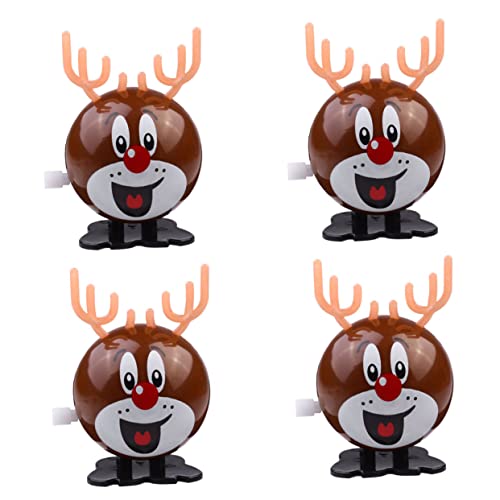 BESTonZON 4 Stück Weihnachtliche Aufziehspielzeug Runde Rentierfiguren aus Umweltfreundlichem Abs Kunststoff Lustige Hüpfende Kleinkindspielzeuge als und Deko für Ab Jahr von BESTonZON