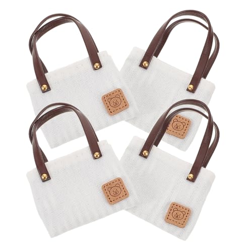 BESTonZON 4 Stück Weiße Handtaschen für Puppen Dekorative Schultertaschen für Puppenstuben Realistische DIY Zubehörteile für Puppen von BESTonZON