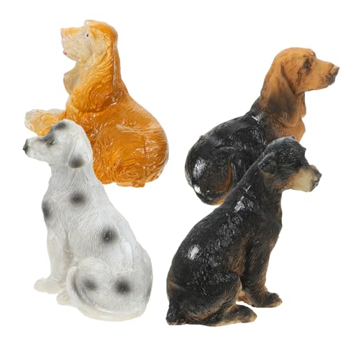 BESTonZON 4 Stück Welpenstatue Tierfiguren Figuren Von Nutztieren Spielzeugfiguren Miniaturfiguren Zum Basteln Minifiguren in Loser Schüttung Kleine Welpenfiguren Hundefigur Tierstatue Harz von BESTonZON