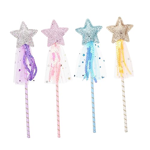 BESTonZON 4 Stück Zauberstab Fairy Wand für Kindergeburtstag Dekoration Toys Zauberstäbe für Mädchen feenflügel Frauen Sternendesign Feenstab Katzenspielzeug Stoff BESTonZON 4 Stück Zauberstab Fairy Wand für Kindergeburtstag Dekoration Toys Zauberstäbe für Mädchen feenflügel Frauen Sternendesign Feenstab Katzenspielzeug Stoff von BESTonZON