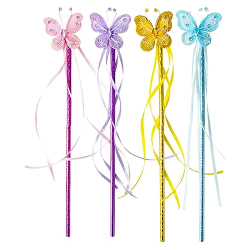 BESTonZON 4 Stück Zauberstab Feenhafte Partydekorationen Feenflügel Zauberstäbe -Schmetterling Schmetterlingsmädchen Feenlicht Tragbarer Feenstab Schmetterlingsband Feenstab PVC BESTonZON 4 Stück Zauberstab Feenhafte Partydekorationen Feenflügel Zauberstäbe -Schmetterling Schmetterlingsmädchen Feenlicht Tragbarer Feenstab Schmetterlingsband Feenstab PVC von BESTonZON