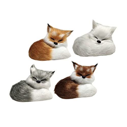 BESTonZON 4 Stück simulierter Fuchs bürodeko büro Dekoration weihnachsgeschenke wheinatsgeschenke Simulierte Tierspielzeuge Plüschtierverzierung Plüsch-Fuchs- Plüschfuchs Fuchsplüsch von BESTonZON