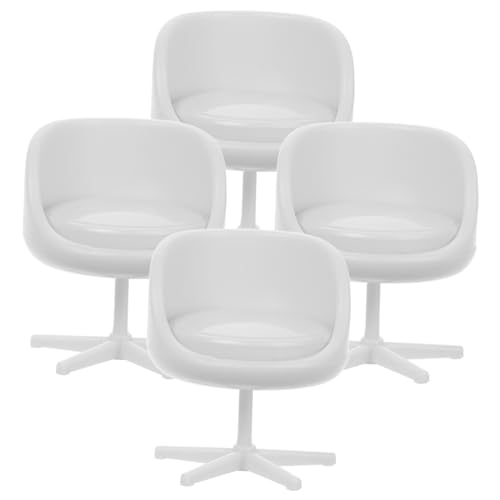 BESTonZON 4 Stücke Weiß Mini Möbel Miniatur Stuhl Für Figuren Kunststoff PVC Stuhl Modell Dekorative Puppe Stuhl von BESTonZON