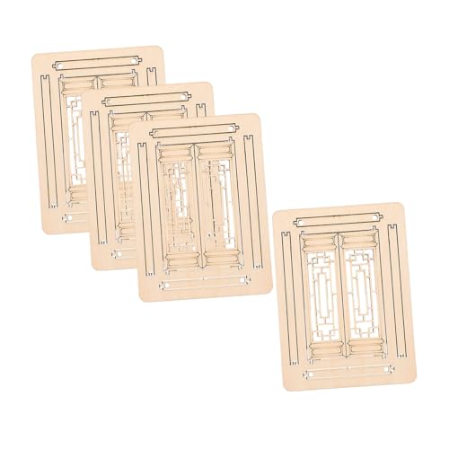 BESTonZON 4 Teiliges Fensterbaumodell Kleine Gartenornamente Puppenhausmöbel Mini Fensterrahmen Mikrofenster Mini Landschaftsdekor Feengartendekor Miniaturfenster Holz Hellbraun von BESTonZON