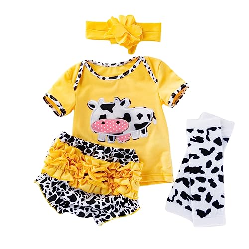 BESTonZON Baby-mädchen-Puppen-Outfit Kleidungsset Cartoon-Kuh Bedruckt Baumwolle Einfach Zu Verwenden von BESTonZON