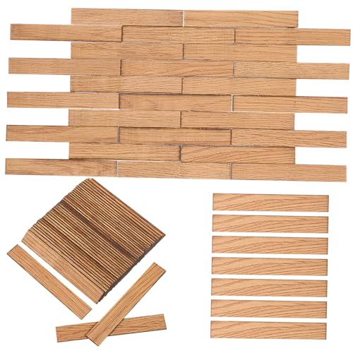 BESTonZON 40 STK bastelzeug handwerkskunst Weiße Holzboden Selbstklebender Holzboden puppenhauszubehör Bretter Planke trimmen Miniatur-Bodenornamente Puppenhaus-Schindeln Plastik von BESTonZON