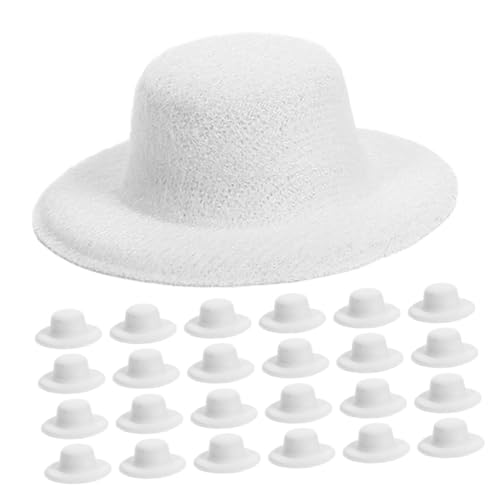 BESTonZON 40 Stück Kleine Weiße Hüte für Bastelprojekte Handgemachte Puppenaccessoires Haustierdekoration Personalisierbare DIY Hüte für Kreative und Heimdeko von BESTonZON