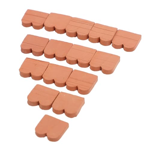 BESTonZON 40 Stück Robustem Realistische Kleine Dachziegel und Stapelbare Mauersteine für Puppenhaus Garten-deko und Kreatives Basteln Braun von BESTonZON