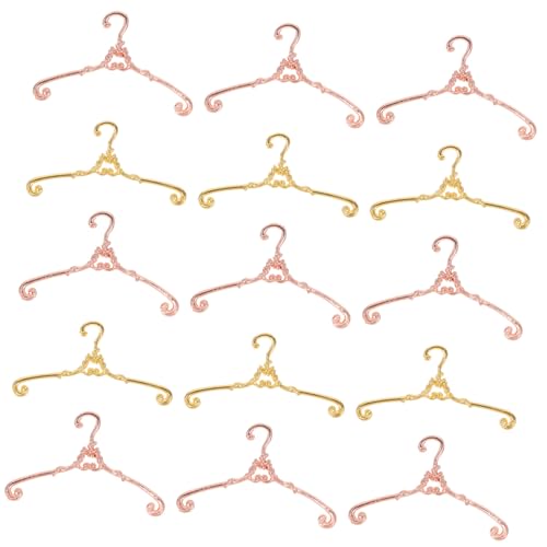 BESTonZON 40 Stück Teiliges Mini Kleiderbügel für Puppenhaus Realistische Kleine Hänger aus Metall in Gold und Roségold für Puppenkleider DIY Dekoration und Puppenhausmöbel von BESTonZON