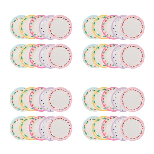 BESTonZON 40Pcs Mini Dollhouse Accessoires Winzige Teller Mini House Plate Dekorationen Tun Spielzeug Spielzeug Miniaturpuppenpuppen Miniatur -Tabelle Szene Layout -Requisiten von BESTonZON