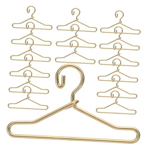 BESTonZON 45 Stück Teiliges Miniatur Metallpuppen Kleiderbügel Gold Langlebige Robuste Mini Doll Clothes Hangers für Puppenhaus Zubehör und Doll Dress Organizer von BESTonZON