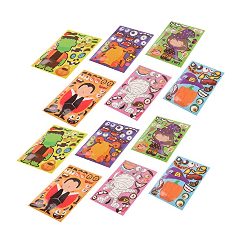 BESTonZON 48 Blätter Halloween Aufkleber Nagelaufkleber Kinderaufkleber Halloween Gesichtsaufkleber Halloween Partyzubehör Halloween Bastelaufkleber Beschichtetes Papier von BESTonZON