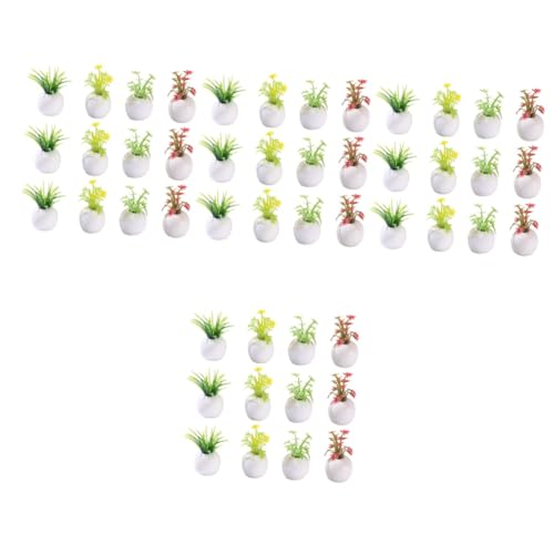 BESTonZON 48 STK Mini-Topfpflanzen Puppenhaus-Mini-Grünpflanze Desktop-Zubehör puppenstubenzubehör Home Decor Anlage Wohnkultur Garten Bonsai Modell dekor Kognitives Spielzeug für Kinder von BESTonZON