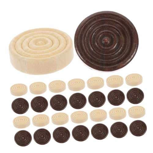 BESTonZON 48 Stück Holz-spielsteine Runde Stapelbare Holz-damechips für Brettspiele Lernspielzeug Reise Camping Freizeit von BESTonZON