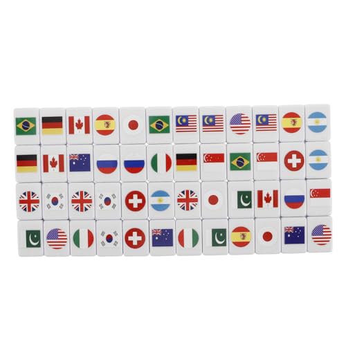 BESTonZON Shut The Mahjong Tiles Nationalflaggenmuster Mahjong-spielset Komplettset Für Erwachsene Jungen Und Mädchen von BESTonZON