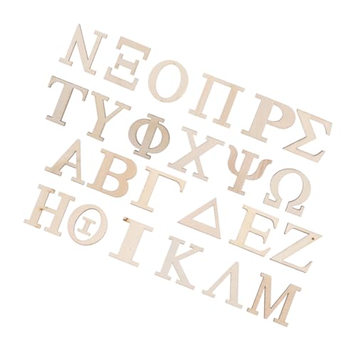 BESTonZON Sichere Stabile Griechische Alphabet-plättchen Aus Holz 48 Stück Blockbuchstaben Römische Ziffern Für Das Lernen Von Jungen Und Mädchen von BESTonZON