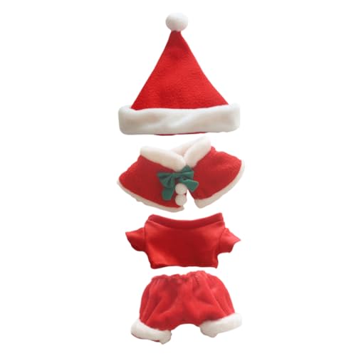 BESTonZON 4Er Set Puppe Weihnachtskleidung puppenkleidung Weihnachten Weihnachtspuppenkleidung Weihnachts-Puppenhut Puppe Weihnachtsmütze Puppe weihnachtsmann Kleidung Baumwolle rot von BESTonZON