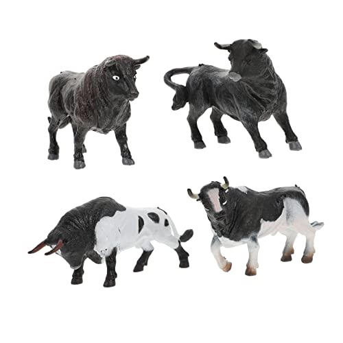 BESTonZON 4Stücke Mini Simulation Kuh Spielzeugset Tierfiguren Realistische Dekorative Ornamente für Lernspiel und Desktop Ausgewähltes Material für Haltbarkeit und Kreativität von BESTonZON