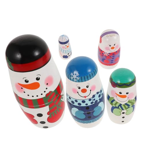 BESTonZON 5 Lernspielzeug Schneemann Puppe Schneemann Stapelpuppen Weihnachts Matschi Puppen Matschi Puppen Figur Weihnachtsschmuck Puppe Der Lebkuchenmann Winterspielzeug Waisenkind Aus von BESTonZON