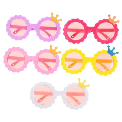 BESTonZON 5 Paare Mini Puppensonnenbrillen Kunststoff Kreative Puppenbrillen Requisiten Leicht und Modisch Bunte Gläser für Puppen Vielseitiges Puppenzubehör von BESTonZON