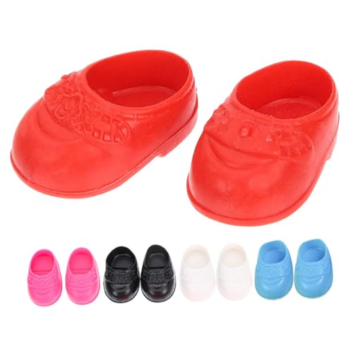 BESTonZON 5 Paare Miniatur Puppenschuhe Flache Niedliche Schuhe für Puppen Gemustert in Rot und Blau als Zubehör für Miniaturpuppen und Puppenhäuser von BESTonZON