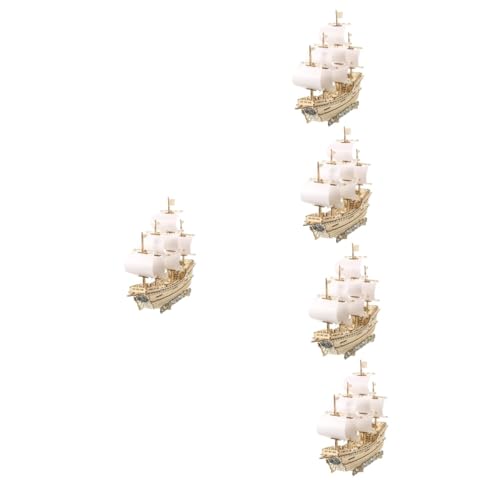 BESTonZON 5 Sätze 3D-segelpuzzle Desktop-Puzzle Aus Holz Segelboot-Figuren-Puzzle Schiffsmodelle Aus Holz Modellbausatz Für Segelboote 3D-Puzzle 3D-rätsel Hölzern Modellschiff - Kind von BESTonZON