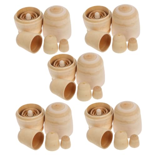 BESTonZON 5 Sätze DIY Unbemalte Russische Nesting Dolls Blank Holz Matryoshka Kit für Kreatives Basteln Heimdekoration von BESTonZON