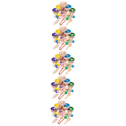 BESTonZON 5 Sätze Gyro-Farbklassifizierung Spielzeug zum Sortieren von Farben Sortierschüssel Stielspielzeug Kinderspielzeug Tassensortierspiel aus Holz Erkennungsspielzeug hölzern Kreisel von BESTonZON