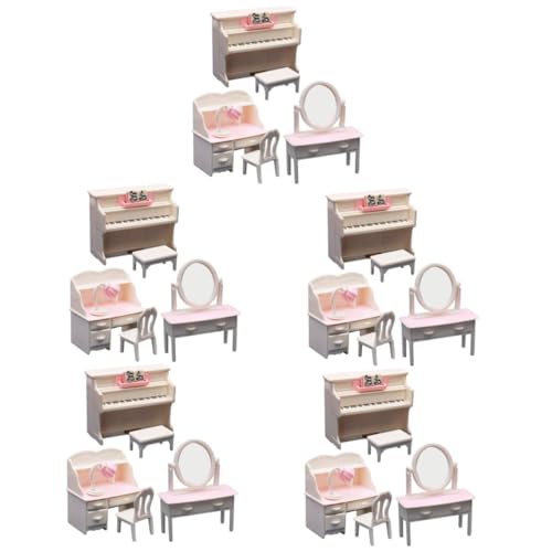 BESTonZON 5 Sätze Klavier Tisch Modell Schreibtisch für Kinder Make-up-Kosmetikhocker Spielzeug für Kinder kinderspielzeug Ornament Modelle Mini-Hausaccessoire dekorative Mini-Hausdekoration von BESTonZON