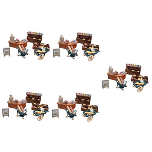 BESTonZON 5 Sätze Puppenhaus-bäckerei Spielzeug Für Kinder Simulationsspielzeug Kinderessen Simulierte Bäckereistütze Mikrolandschaft Mikrospielzeug Modelle PVC Einkaufswagen Mikroszene Mini von BESTonZON