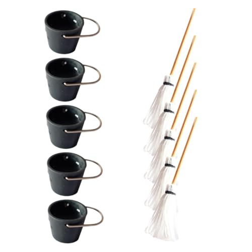 BESTonZON 5 Sätze Puppenhaus-Eimer-Mopp für kinderspielzeug Geburtstagsgeschenk puppenstubenmöbel Mini Möbel Miniaturmodelle kleines Hausmodell Eisen von BESTonZON