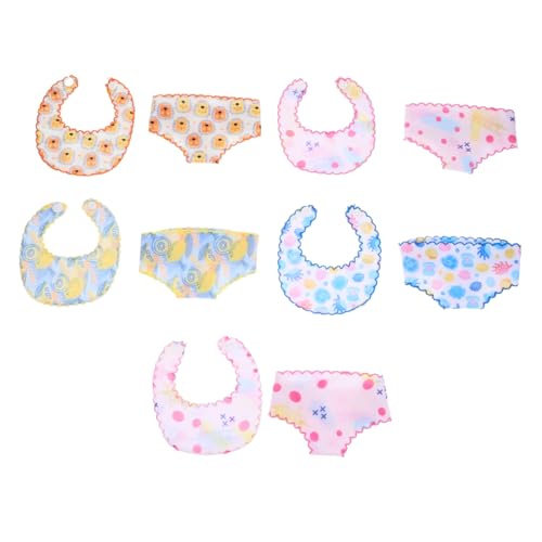 BESTonZON 5 Sätze Puppenunterwäsche und aus Leichte Klassische Doll Bibs und Unterhosen für Kleine Puppen Süßes Puppenzubehör für Mädchen Einfaches Anziehen von BESTonZON