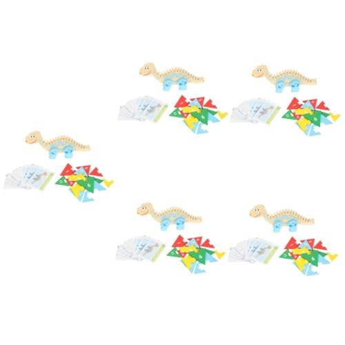 BESTonZON 5 Sätze Puzzle-Blöcke Spielzeug für Kleinkinder Kinder Puzzle Puzzle-Spielzeug Junge Spielzeug Spielset aus Holz Spielzeuge Dinosaurier-Puzzle-Bausteine Dinosaurier-Lernrätselblock von BESTonZON