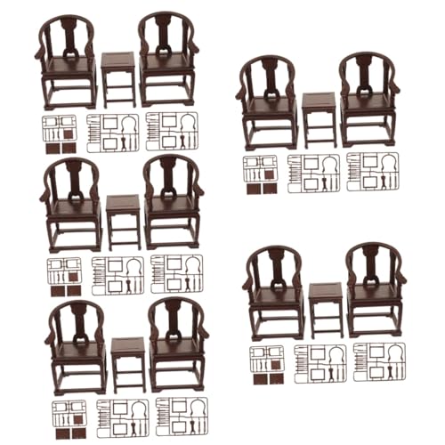 BESTonZON 5 Sätze Simulationstisch und Stuhl Kinder Mini-Spielzeug Modell kunststoffstühle plastikstuhl Kinderspielzeug Bausteine Puzzle-Montagestuhl für Kinder Miniatur-Stuhlspielzeug Möbel von BESTonZON